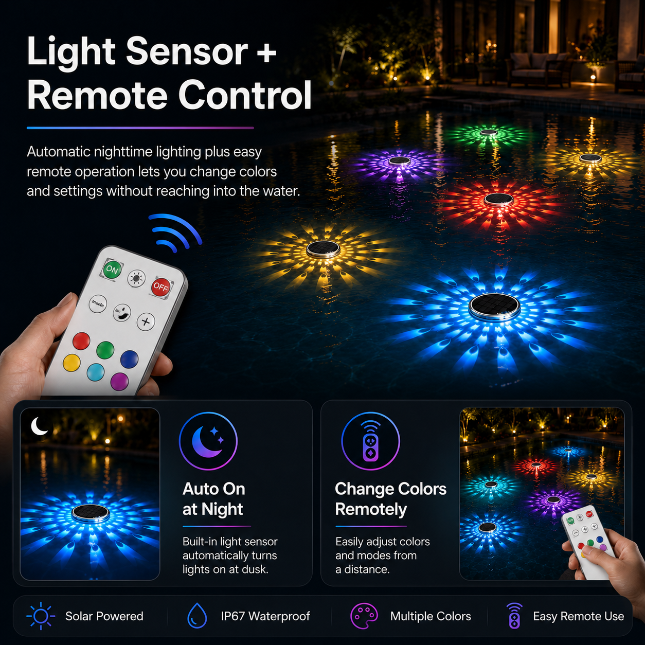 Solar Floating Pool Projection Lights with Remote