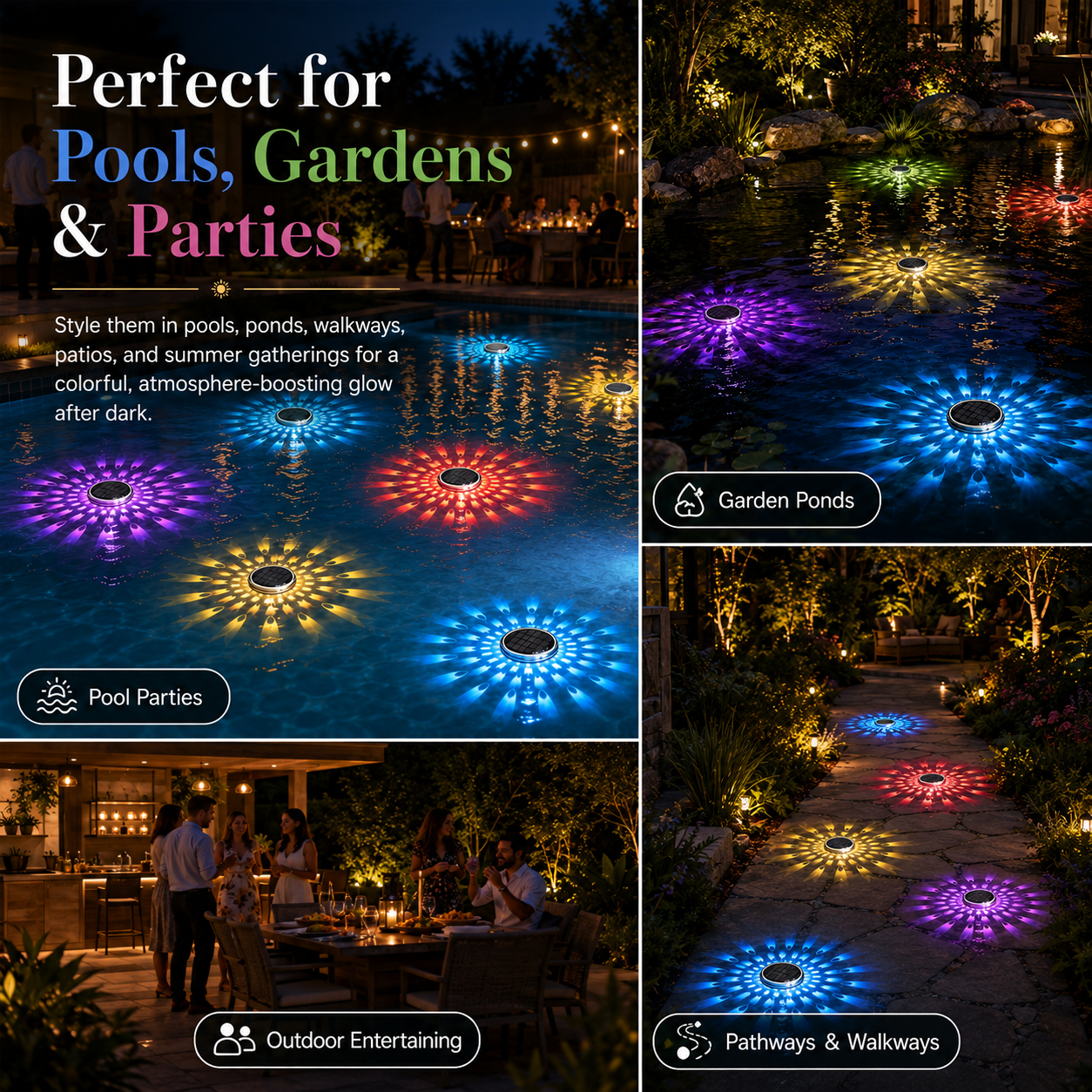 Solar Floating Pool Projection Lights with Remote