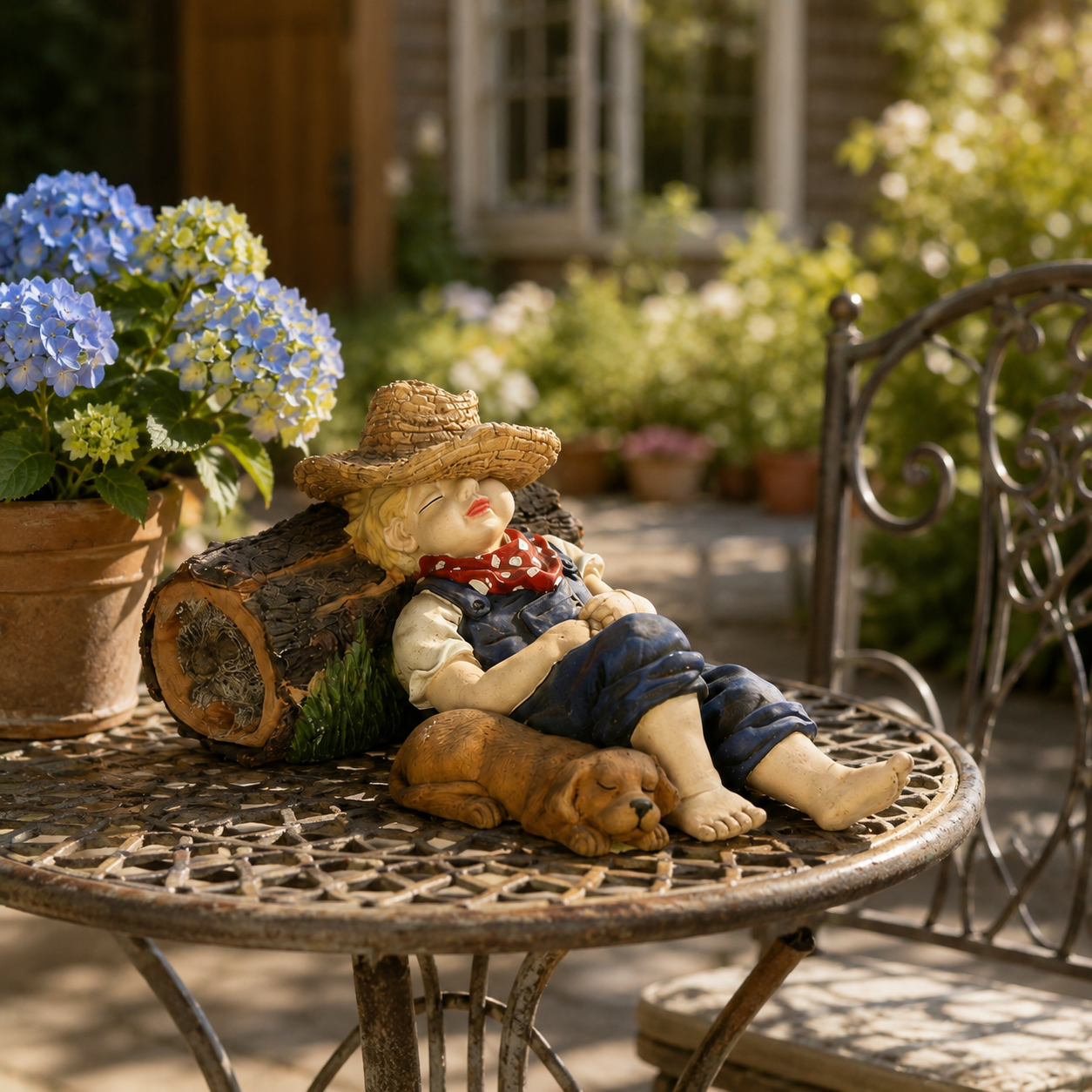 Sleeping Boy & Dog Garden Statue