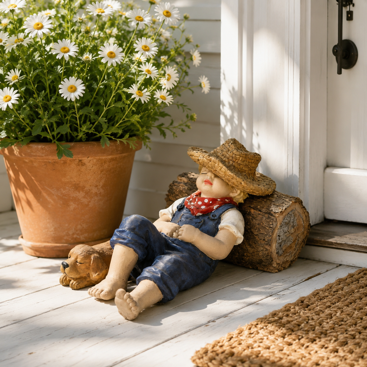 Sleeping Boy & Dog Garden Statue