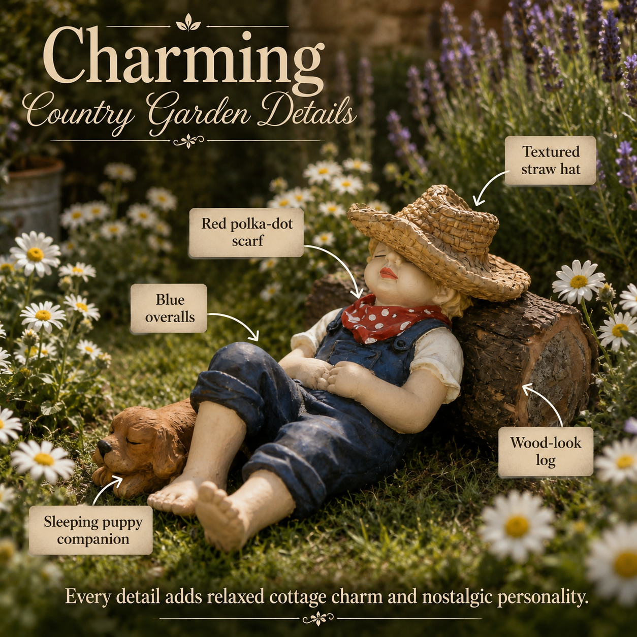 Sleeping Boy & Dog Garden Statue