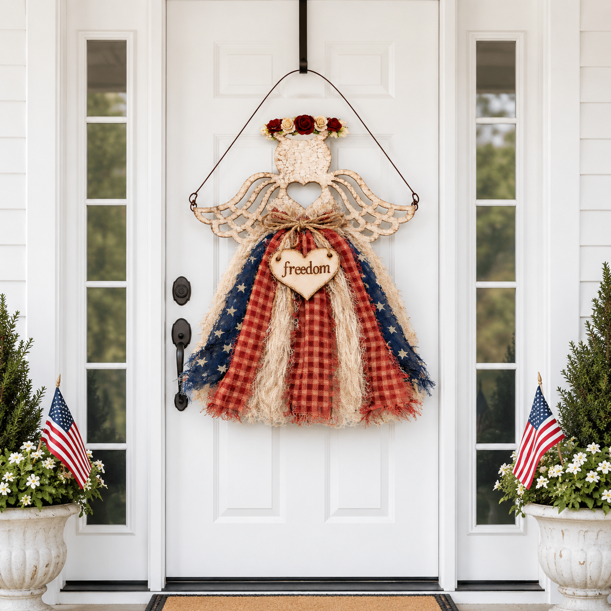 Lighted Patriotic Angel Hanging Decor