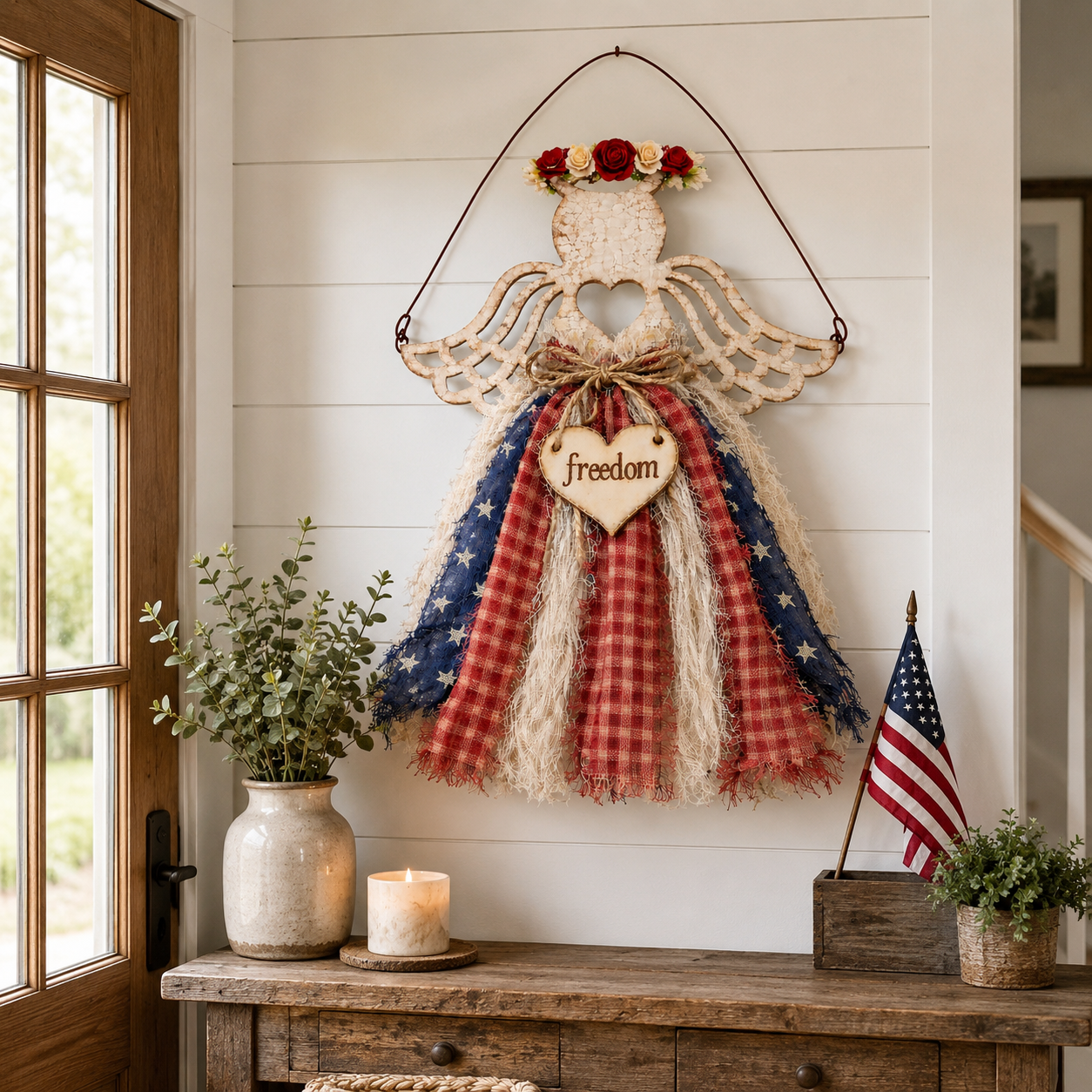 Lighted Patriotic Angel Hanging Decor