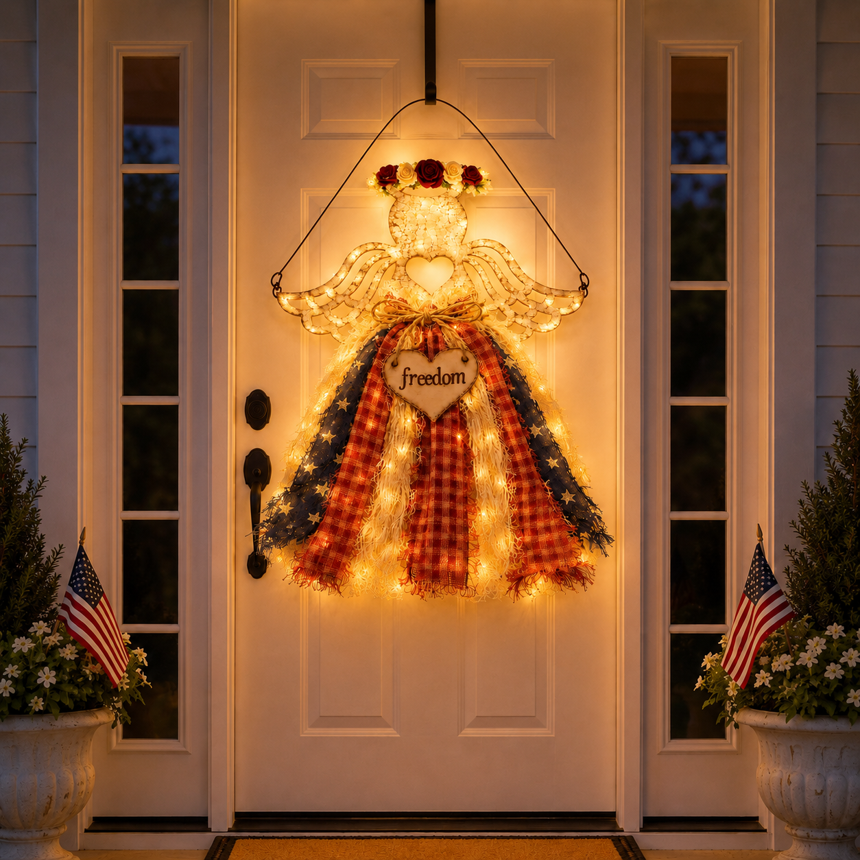 Lighted Patriotic Angel Hanging Decor