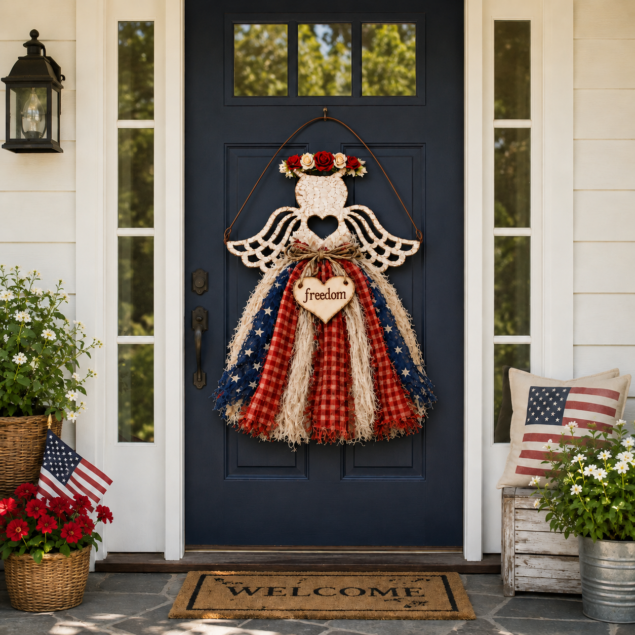 Lighted Patriotic Angel Hanging Decor