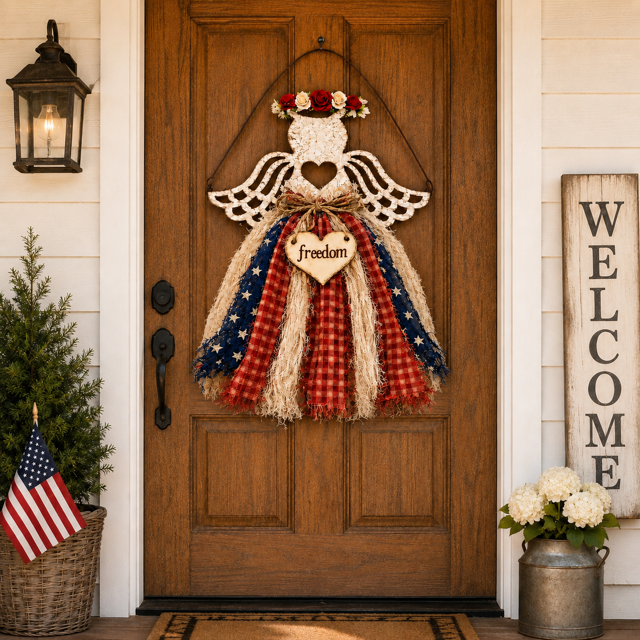 Lighted Patriotic Angel Hanging Decor