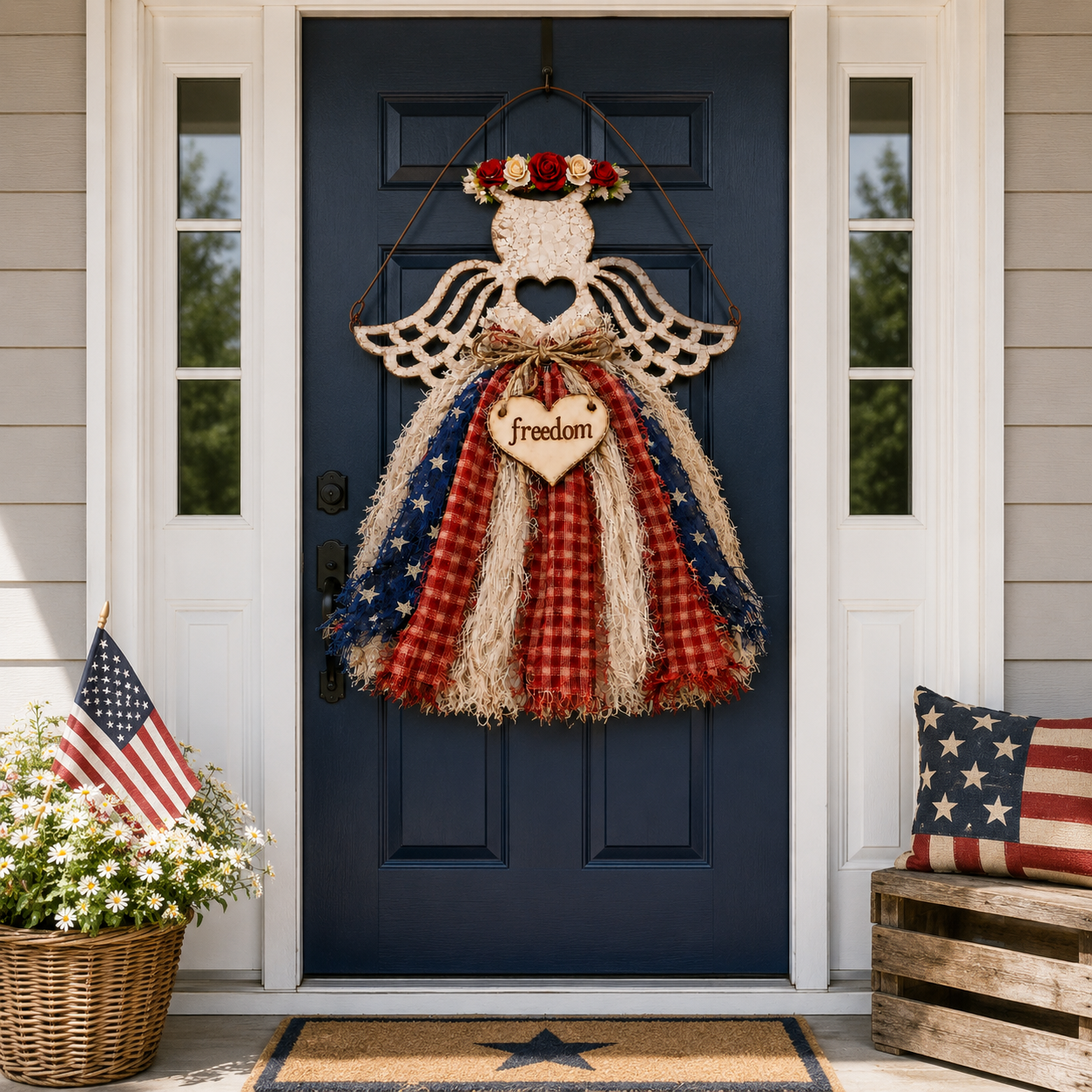 Lighted Patriotic Angel Hanging Decor
