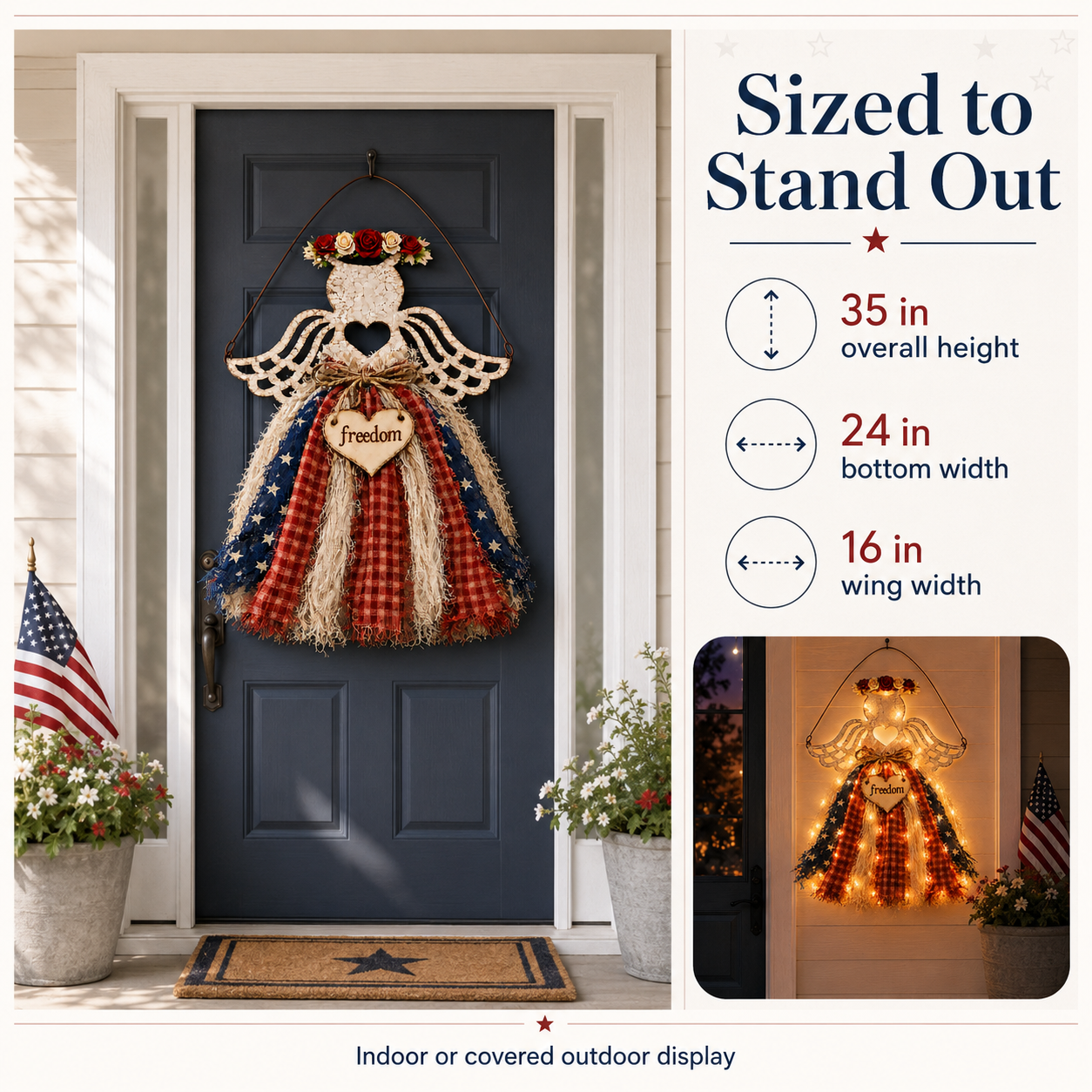 Lighted Patriotic Angel Hanging Decor