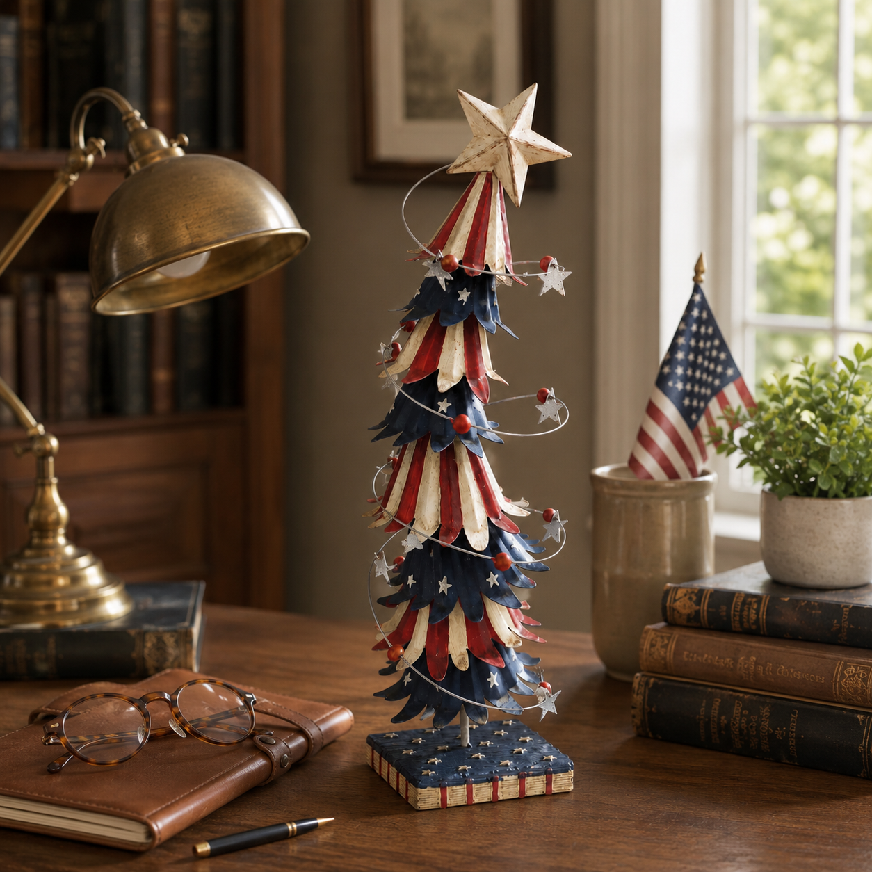 Lighted Patriotic Star Tabletop Tree Decor