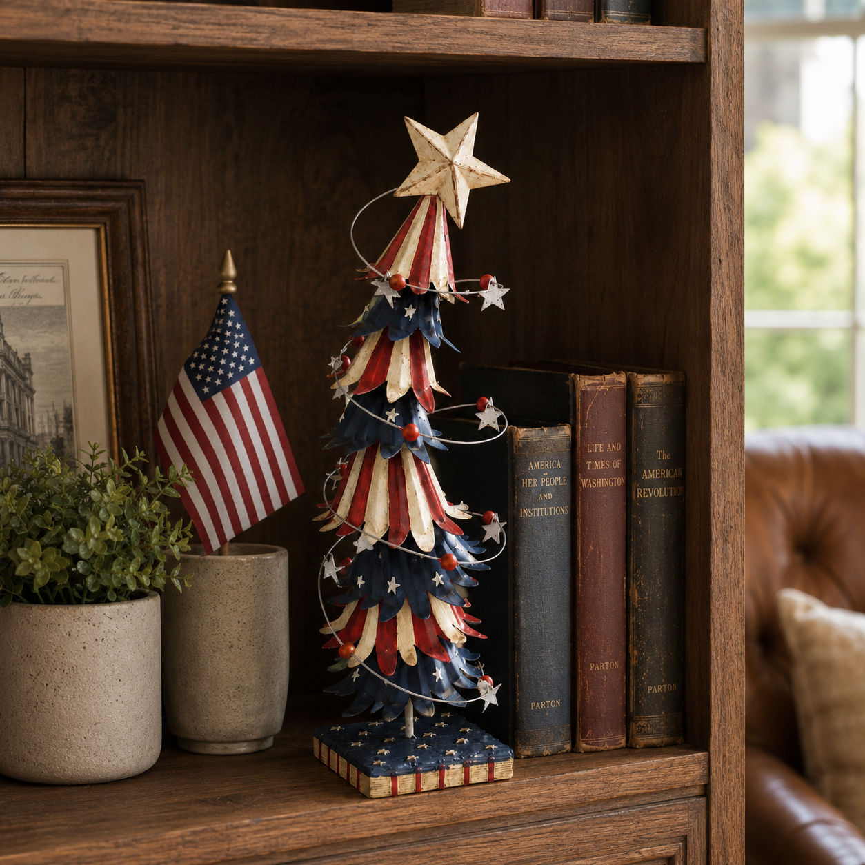 Lighted Patriotic Star Tabletop Tree Decor