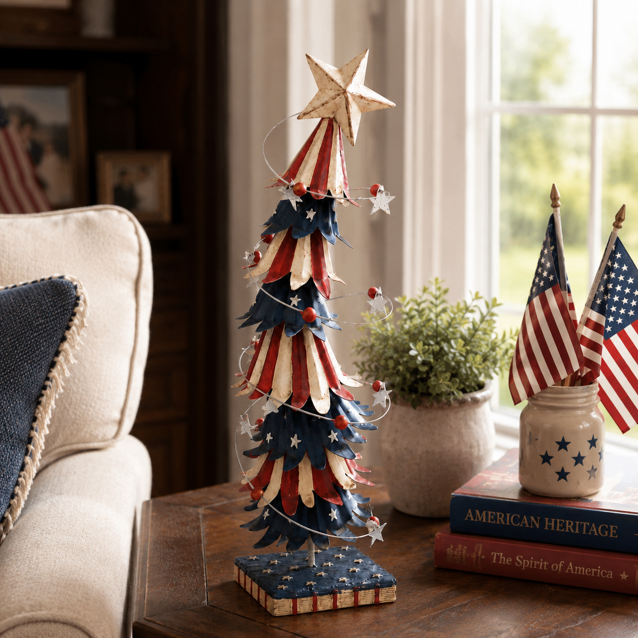 Lighted Patriotic Star Tabletop Tree Decor