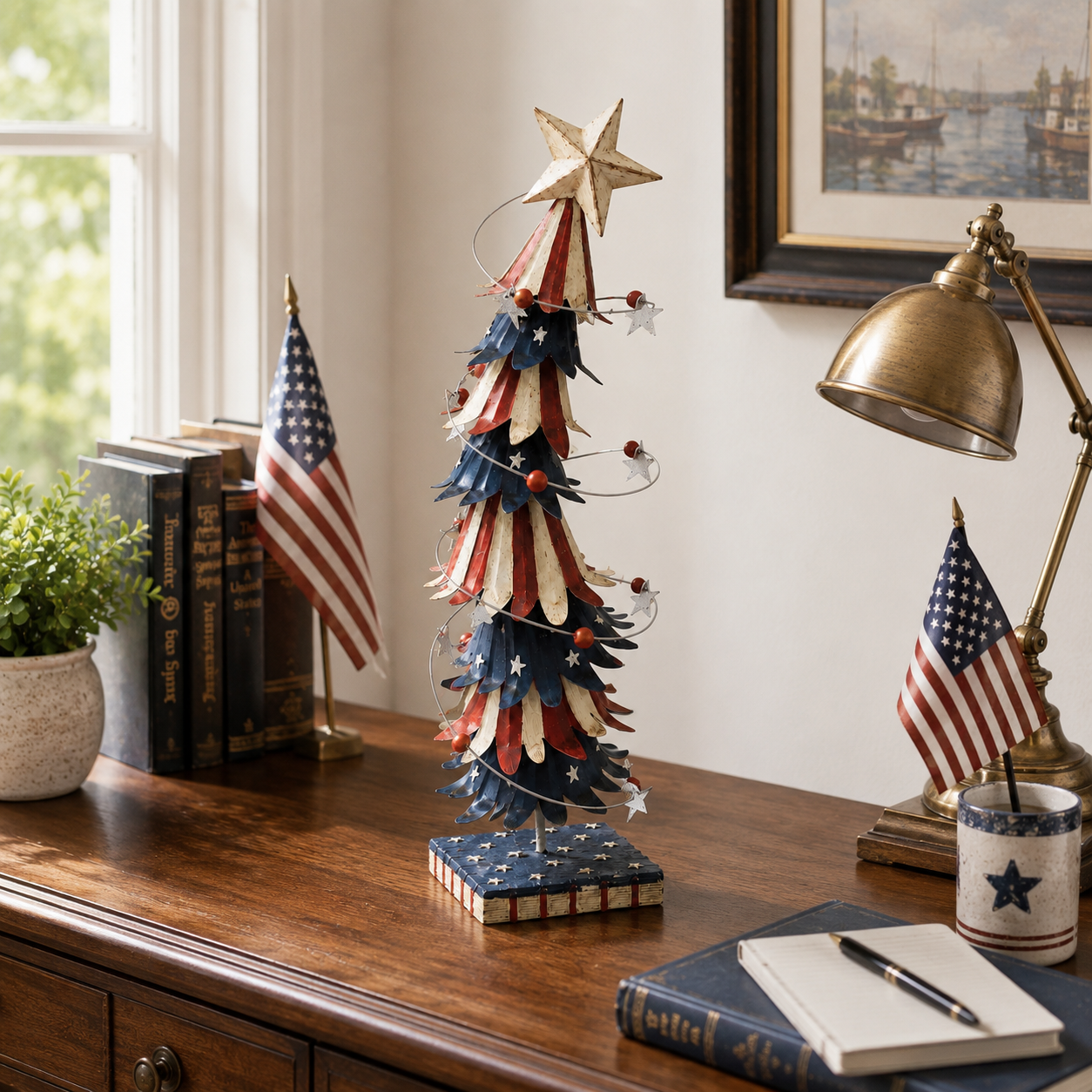 Lighted Patriotic Star Tabletop Tree Decor
