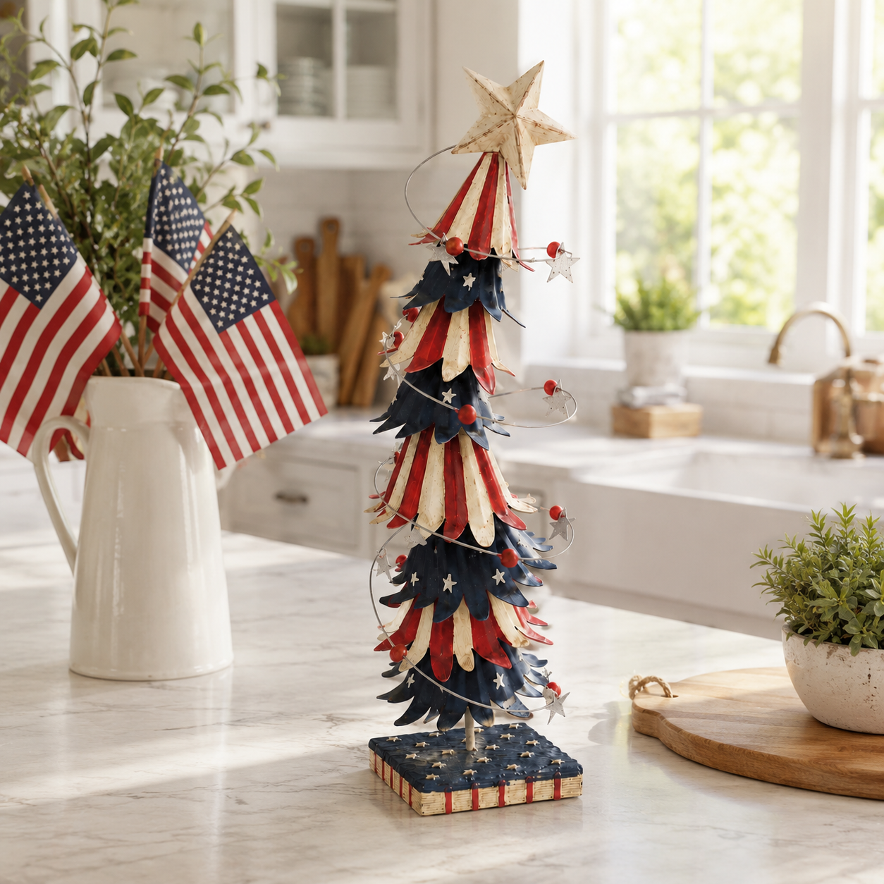 Lighted Patriotic Star Tabletop Tree Decor