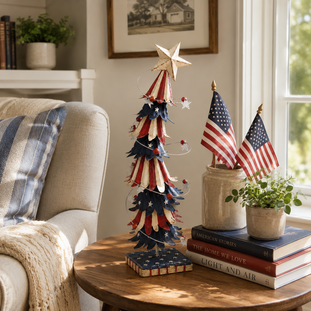 Lighted Patriotic Star Tabletop Tree Decor