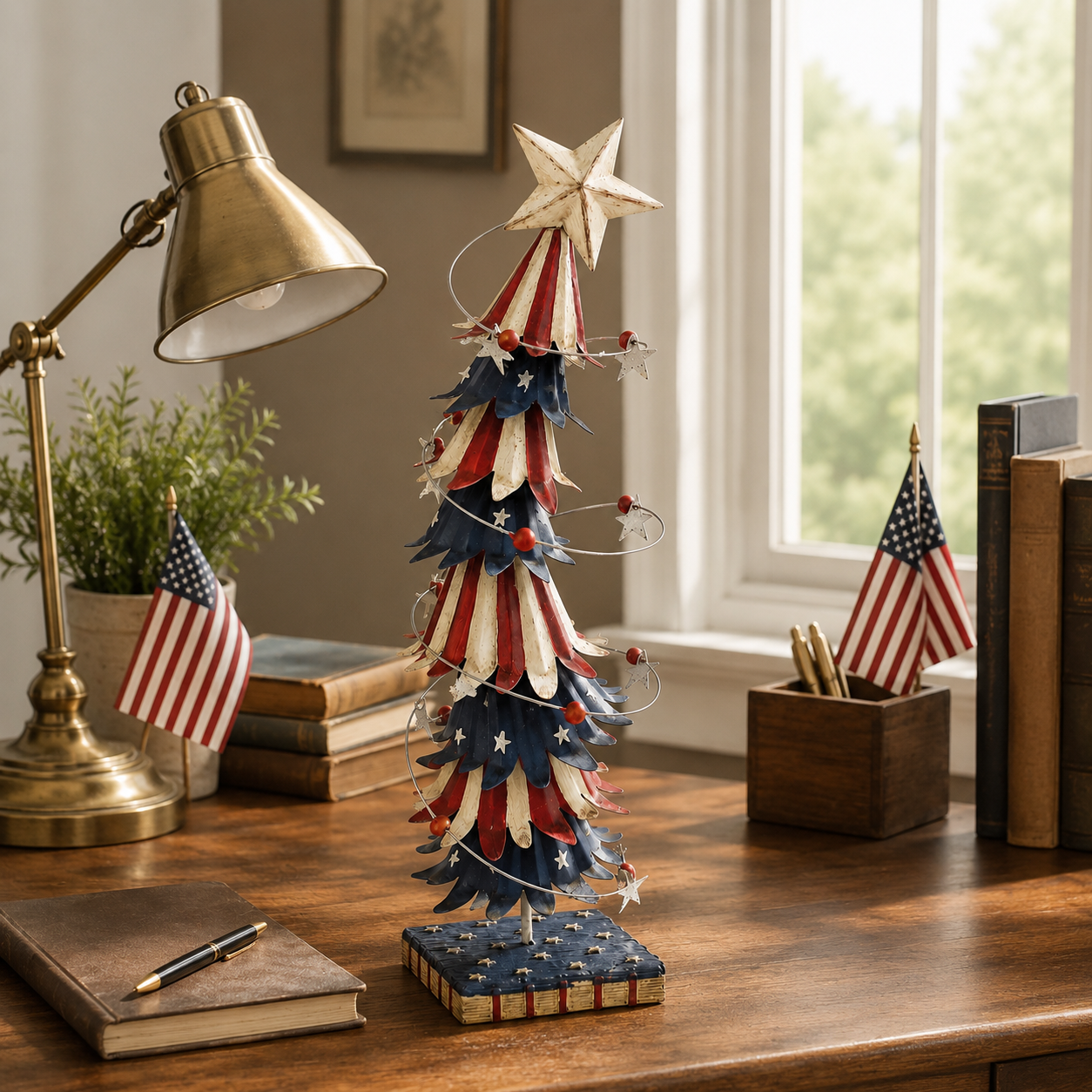 Patriotic Americana Star Tabletop Tree Decor