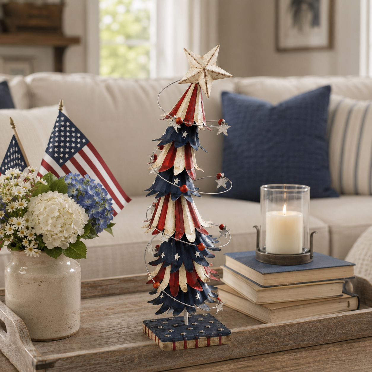 Lighted Patriotic Star Tabletop Tree Decor