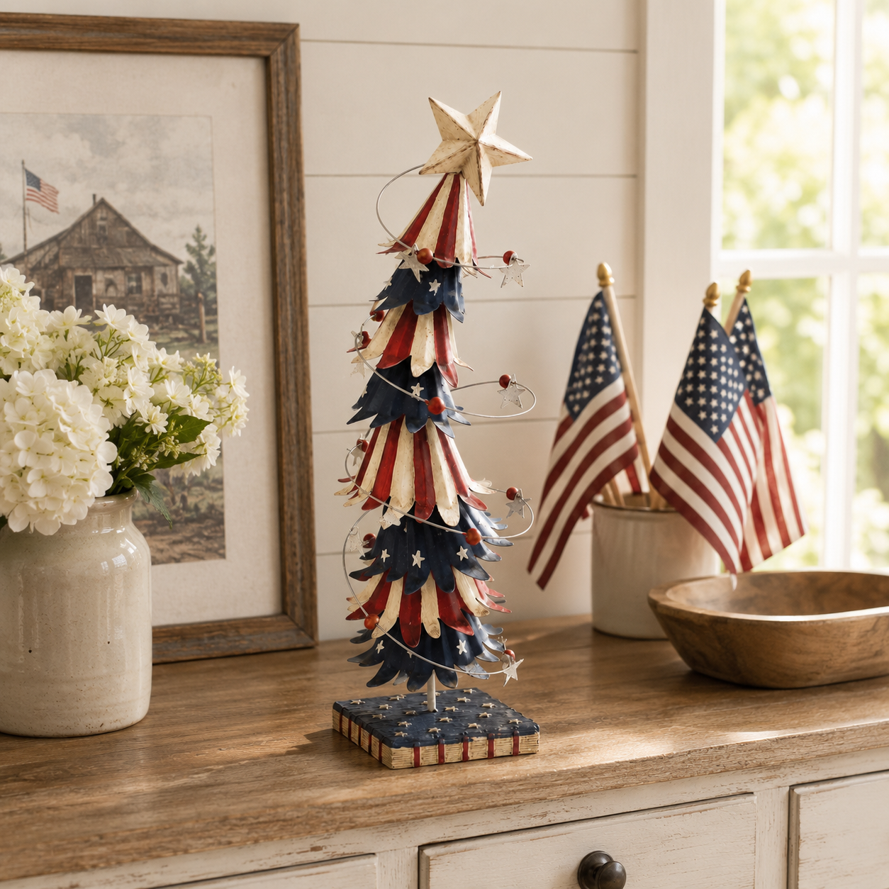 Lighted Patriotic Star Tabletop Tree Decor