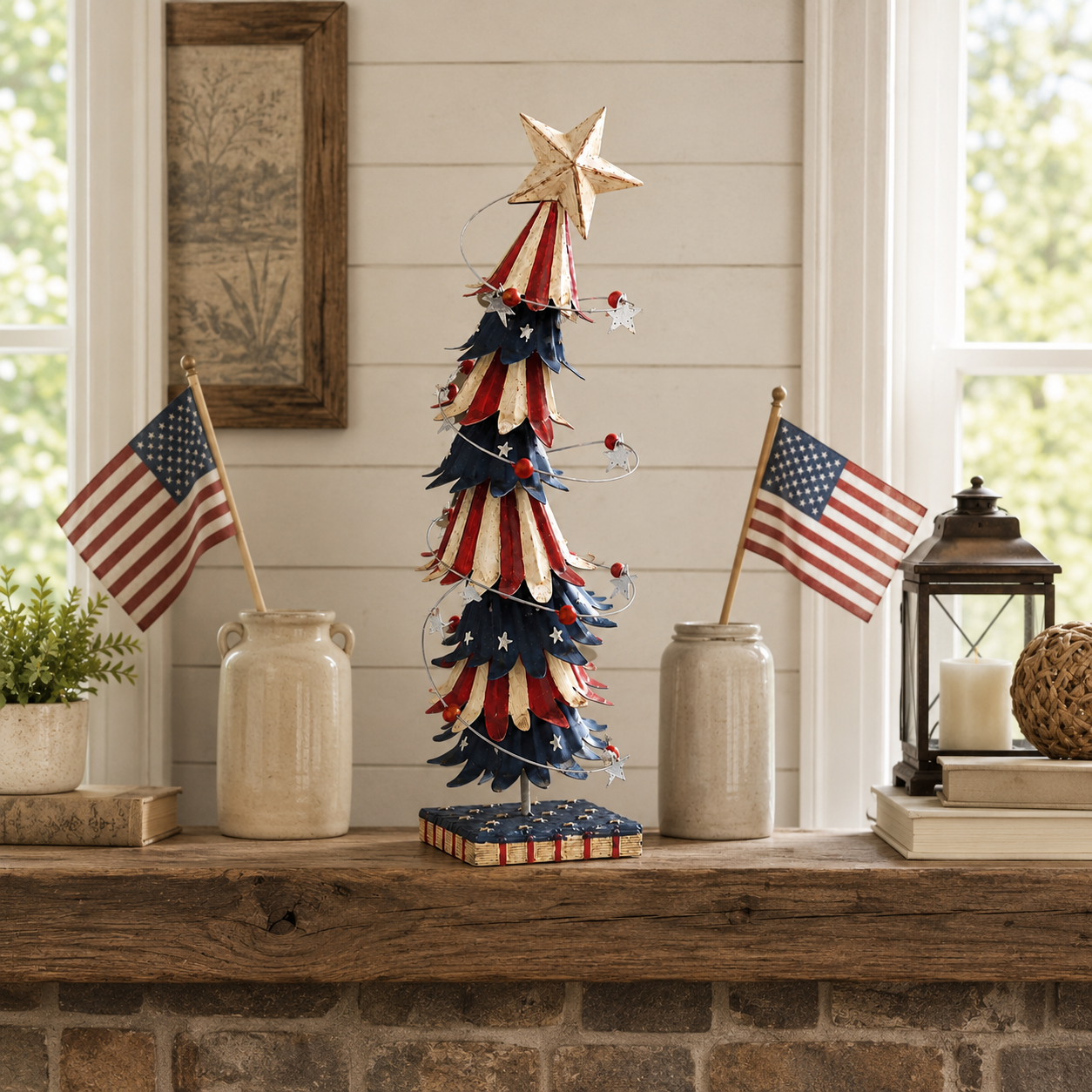 Lighted Patriotic Star Tabletop Tree Decor