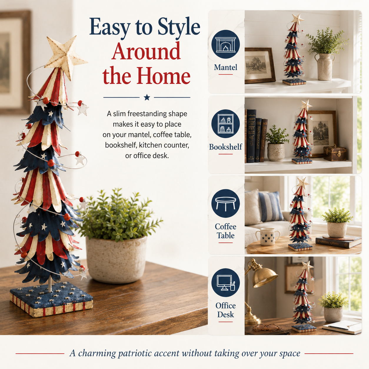 Patriotic Americana Star Tabletop Tree Decor