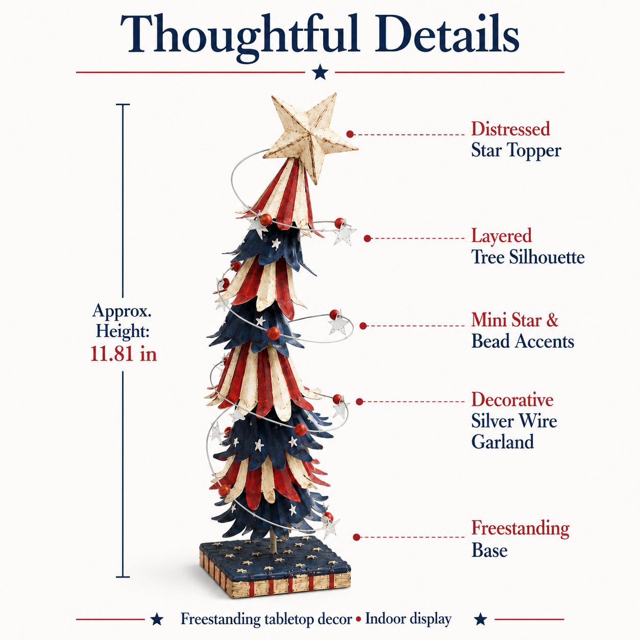 Patriotic Americana Star Tabletop Tree Decor