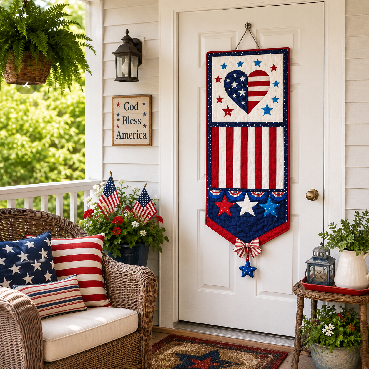 Patriotic Heart Flag Hanging Banner