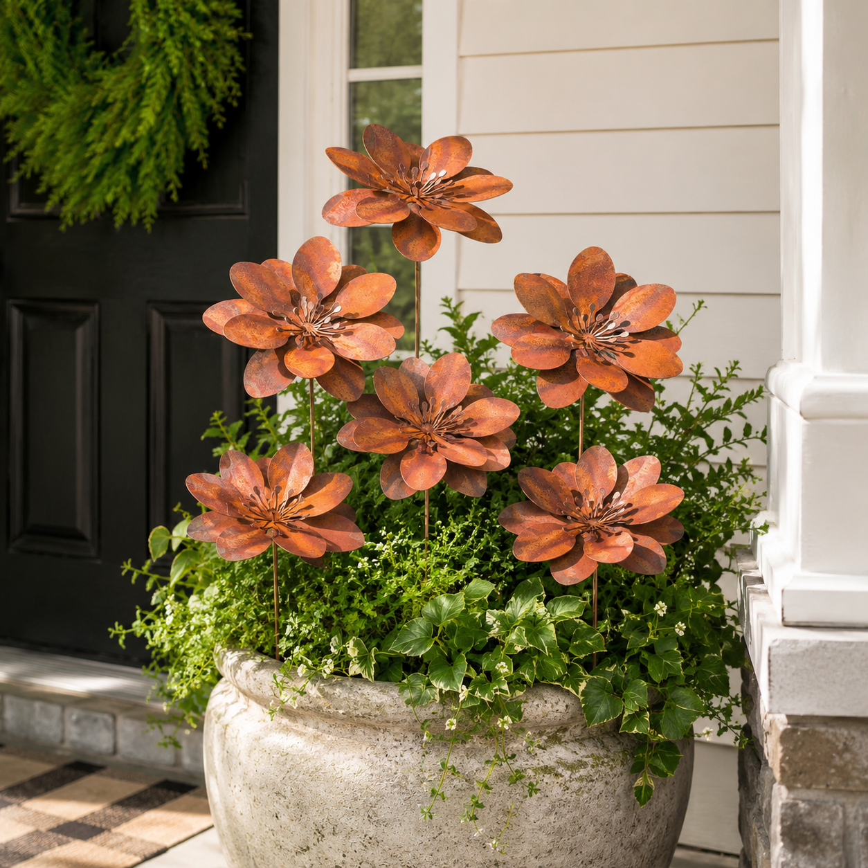 Rustic Metal Flower Garden Stakes