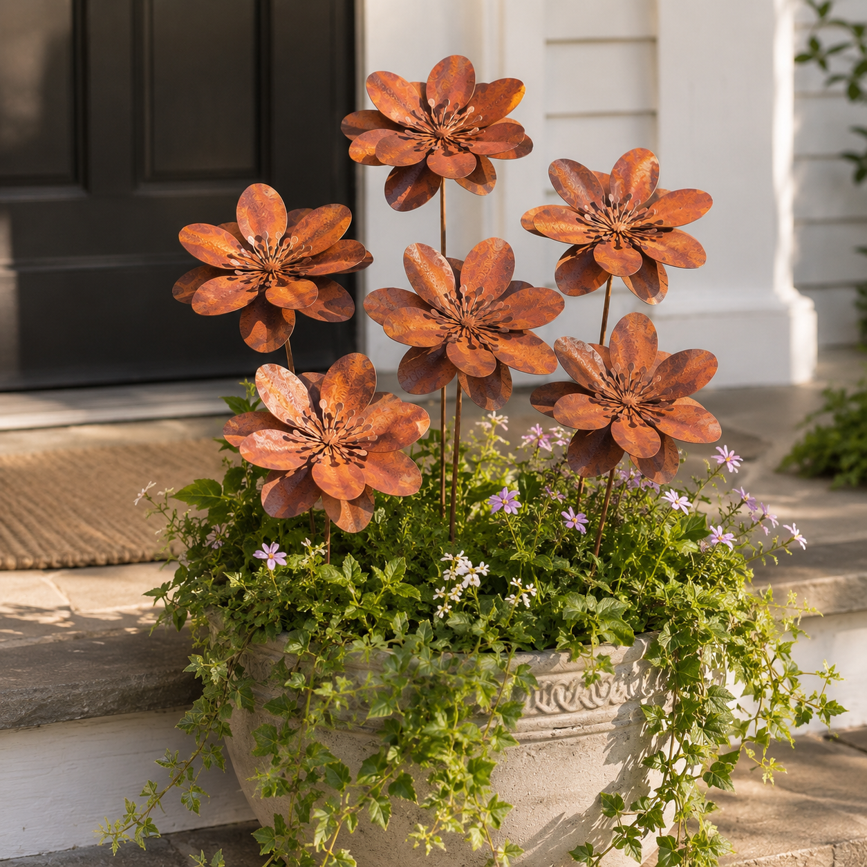 Rustic Metal Flower Garden Stakes