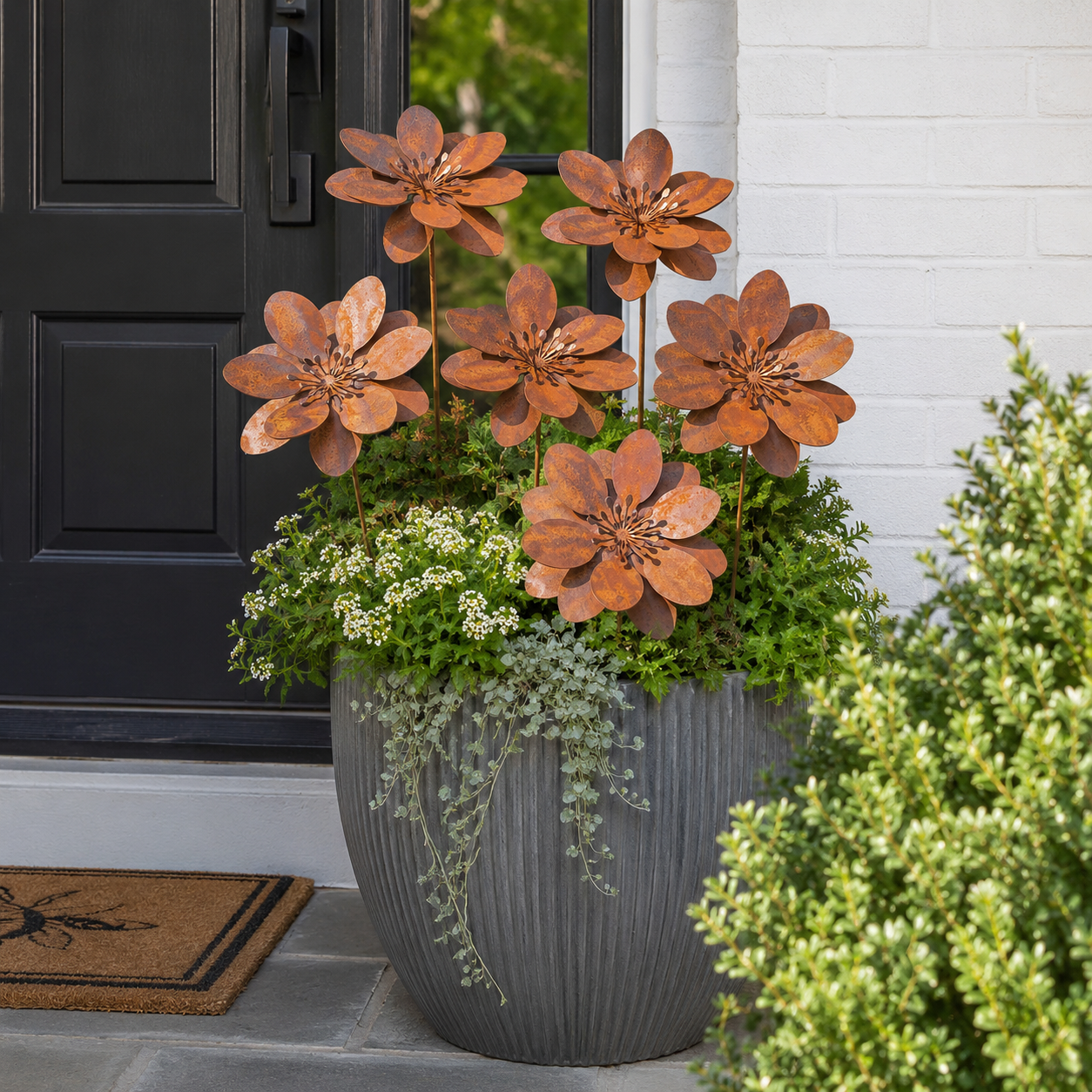 Rustic Metal Flower Garden Stakes