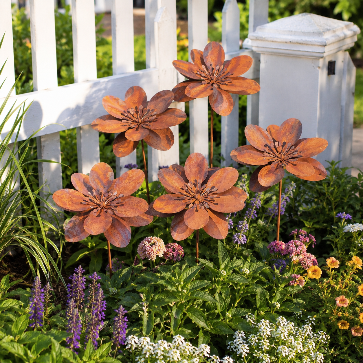 Rustic Metal Flower Garden Stakes
