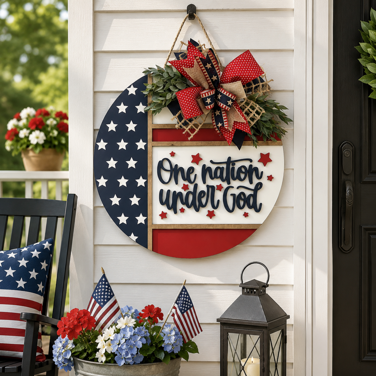 Patriotic “One Nation Under God” Door Hanger