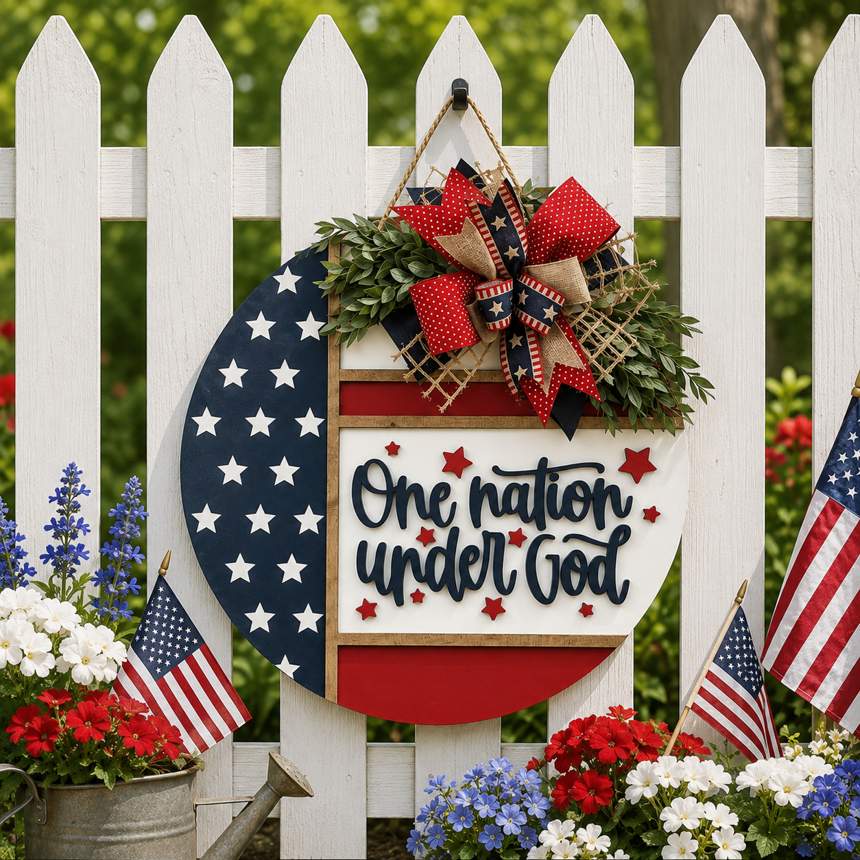 Patriotic “One Nation Under God” Door Hanger