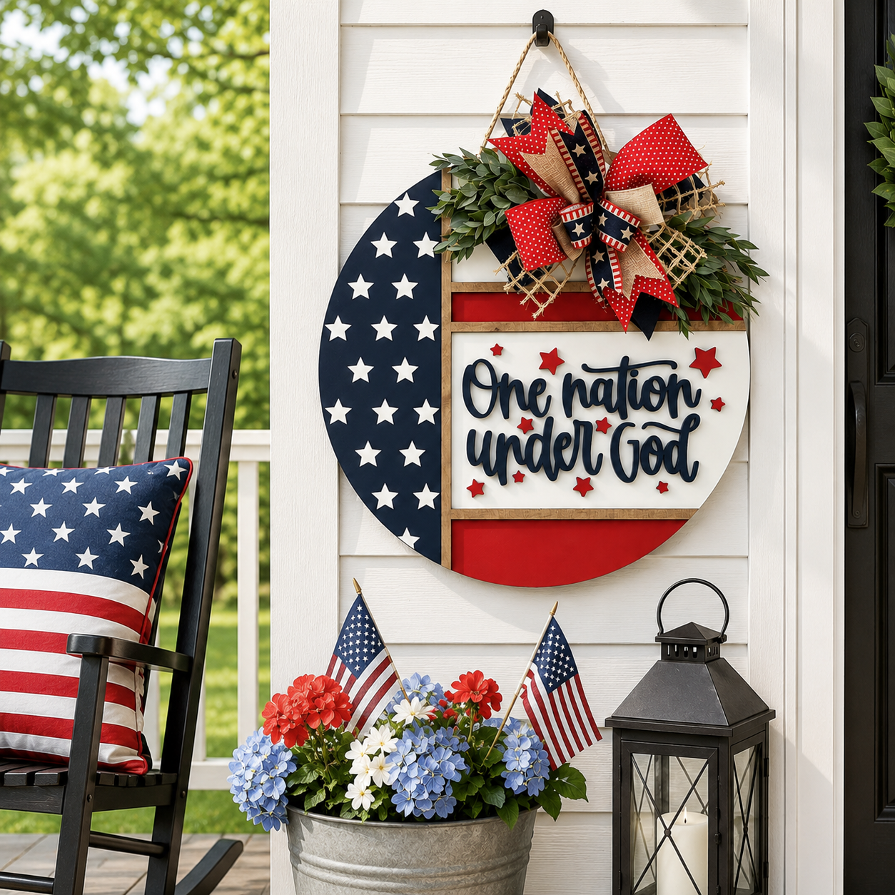 Patriotic “One Nation Under God” Door Hanger