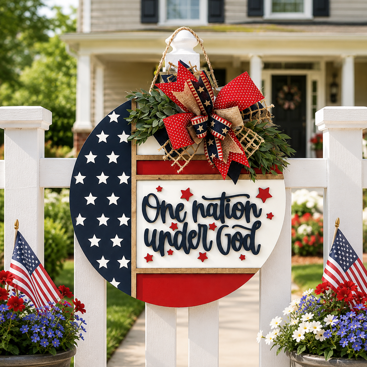 Patriotic “One Nation Under God” Door Hanger