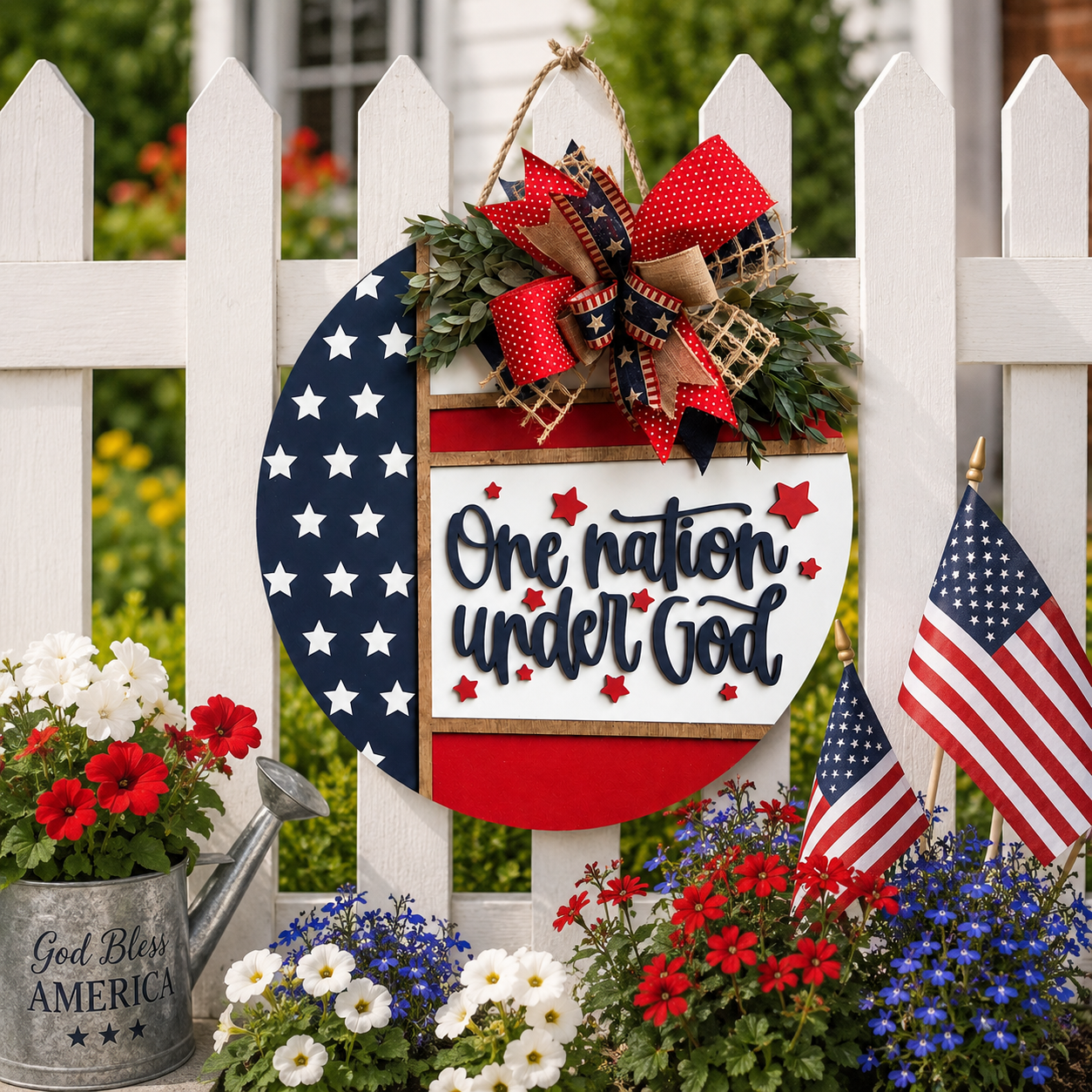 Patriotic “One Nation Under God” Door Hanger