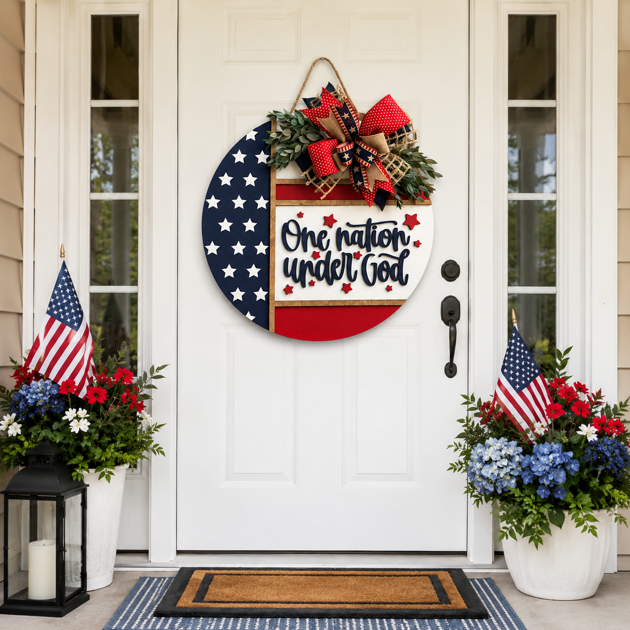 Patriotic “One Nation Under God” Door Hanger