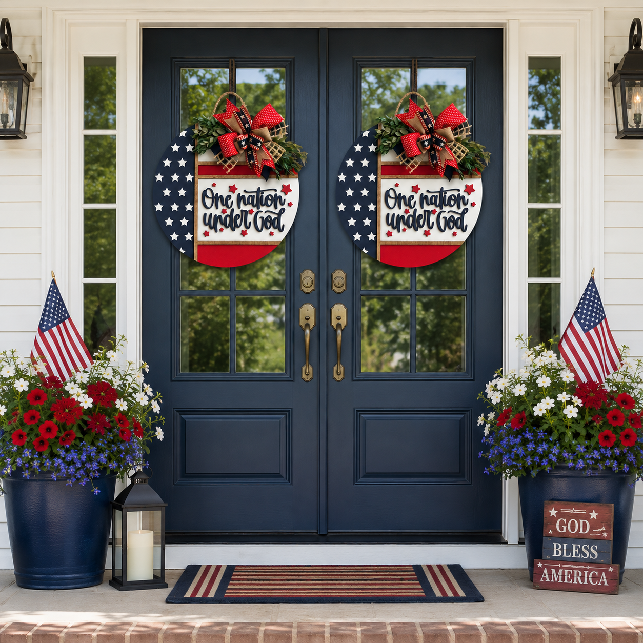 Patriotic “One Nation Under God” Door Hanger