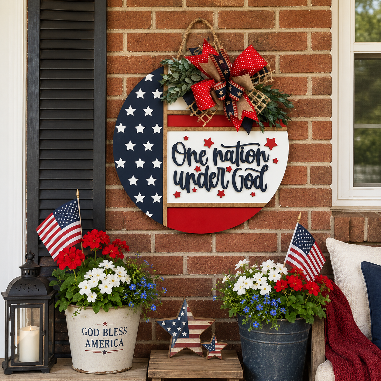 Patriotic “One Nation Under God” Door Hanger
