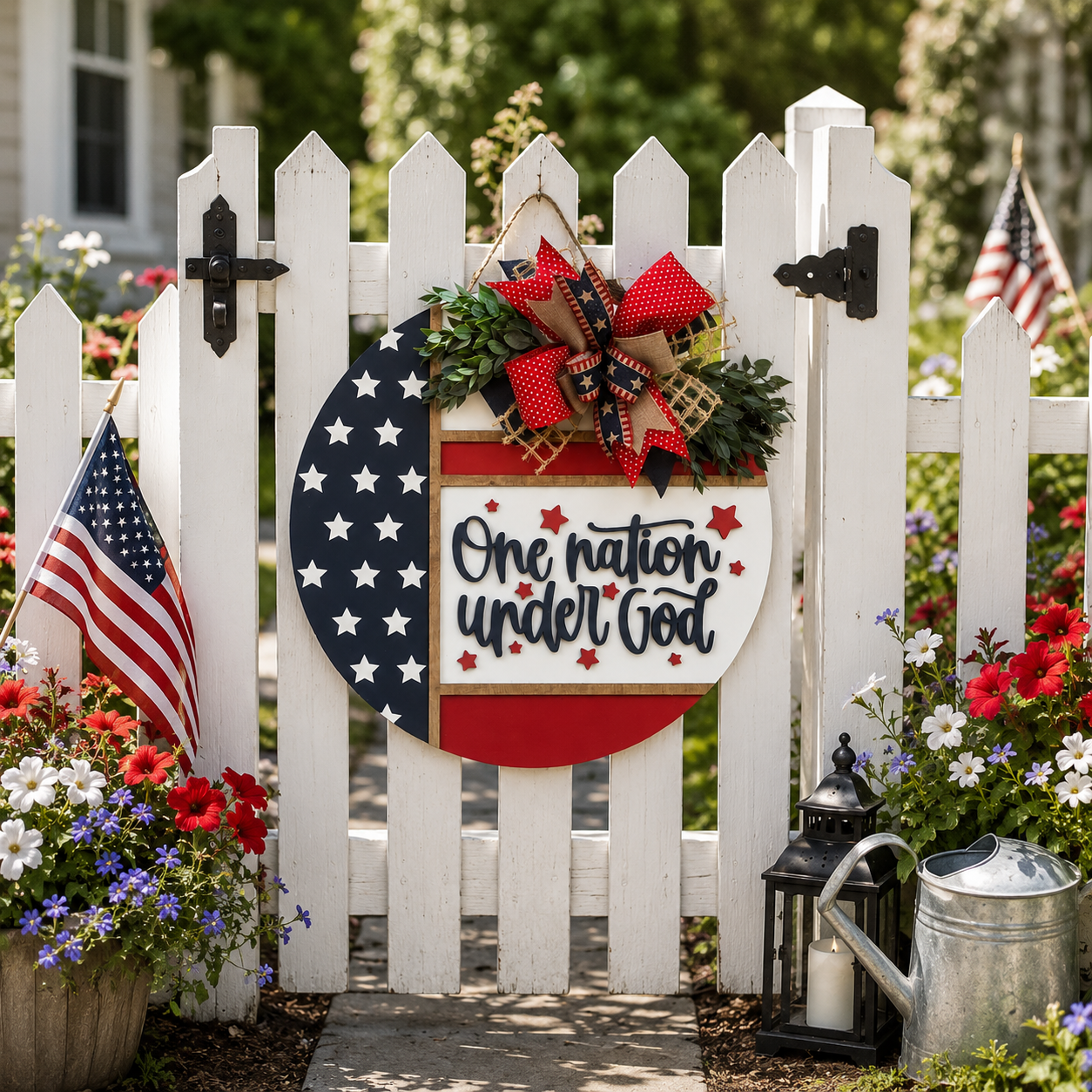Patriotic “One Nation Under God” Door Hanger