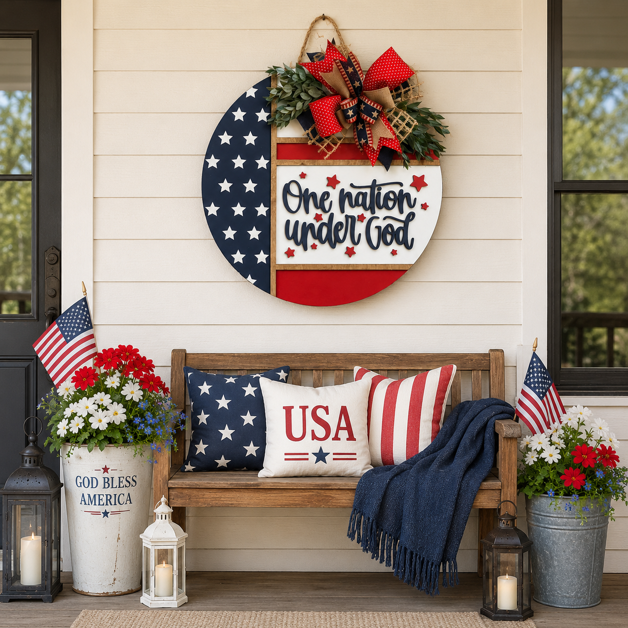 Patriotic “One Nation Under God” Door Hanger