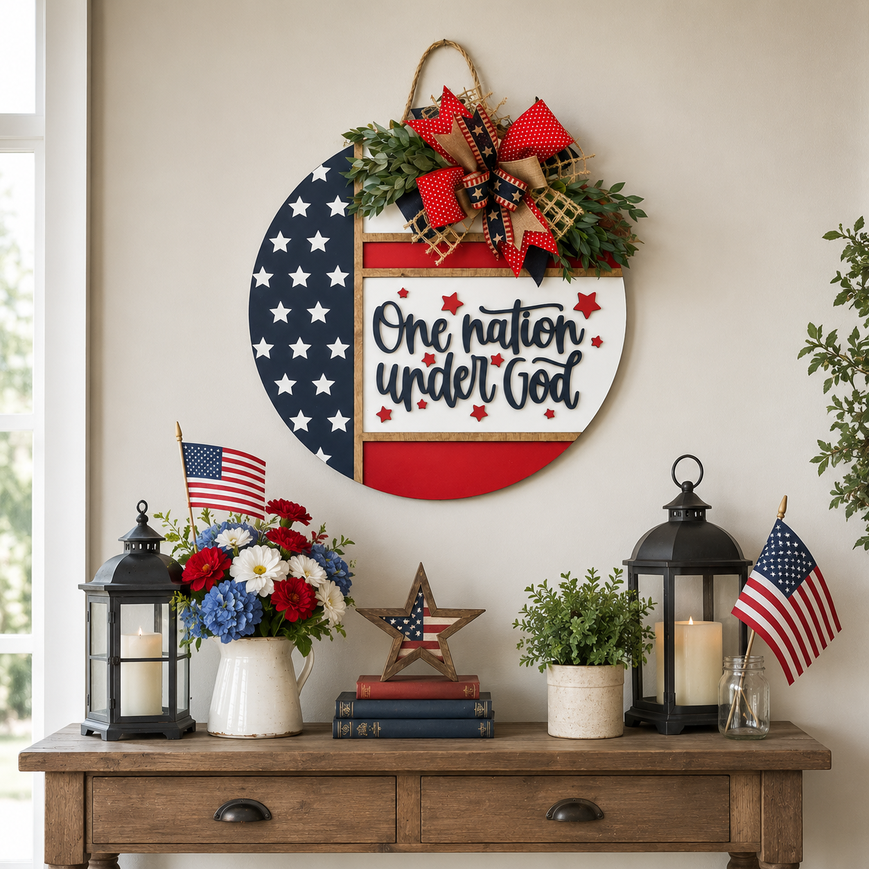 Patriotic “One Nation Under God” Door Hanger