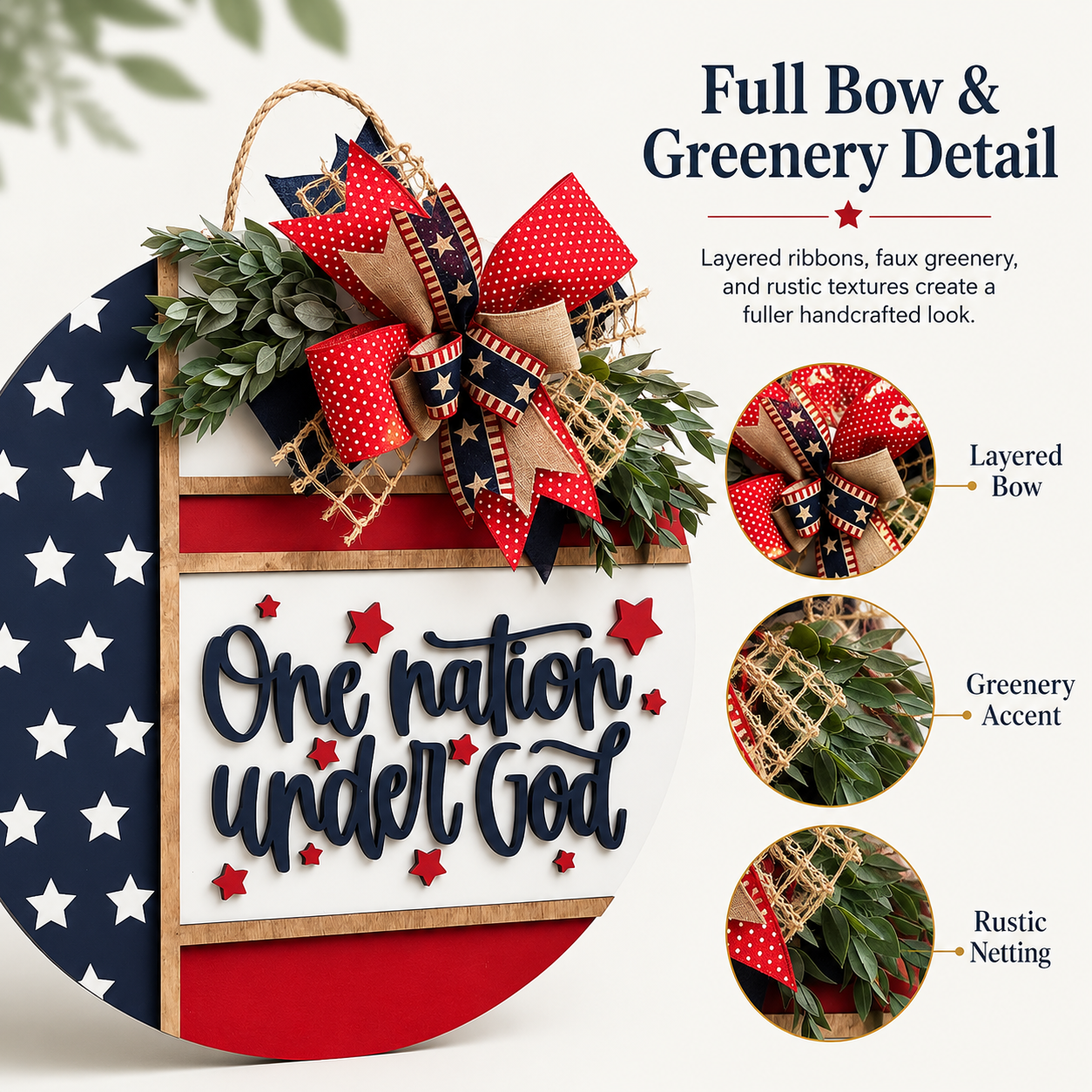 Patriotic “One Nation Under God” Door Hanger
