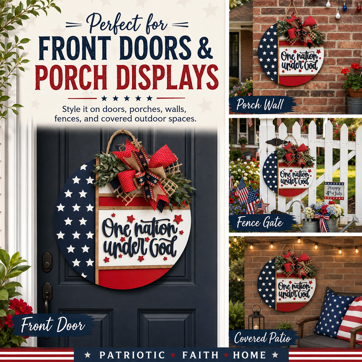Patriotic “One Nation Under God” Door Hanger
