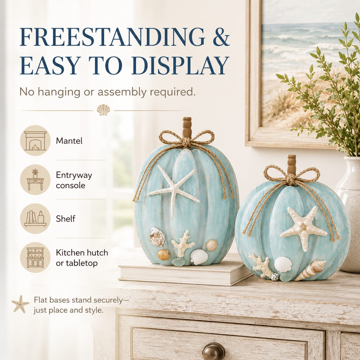 Coastal Starfish Pumpkin Decor, Set of 2