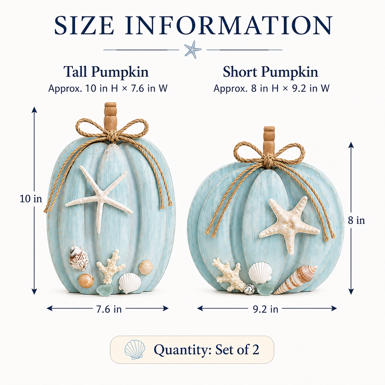 Coastal Wooden Starfish Pumpkin Decor, Set of 2