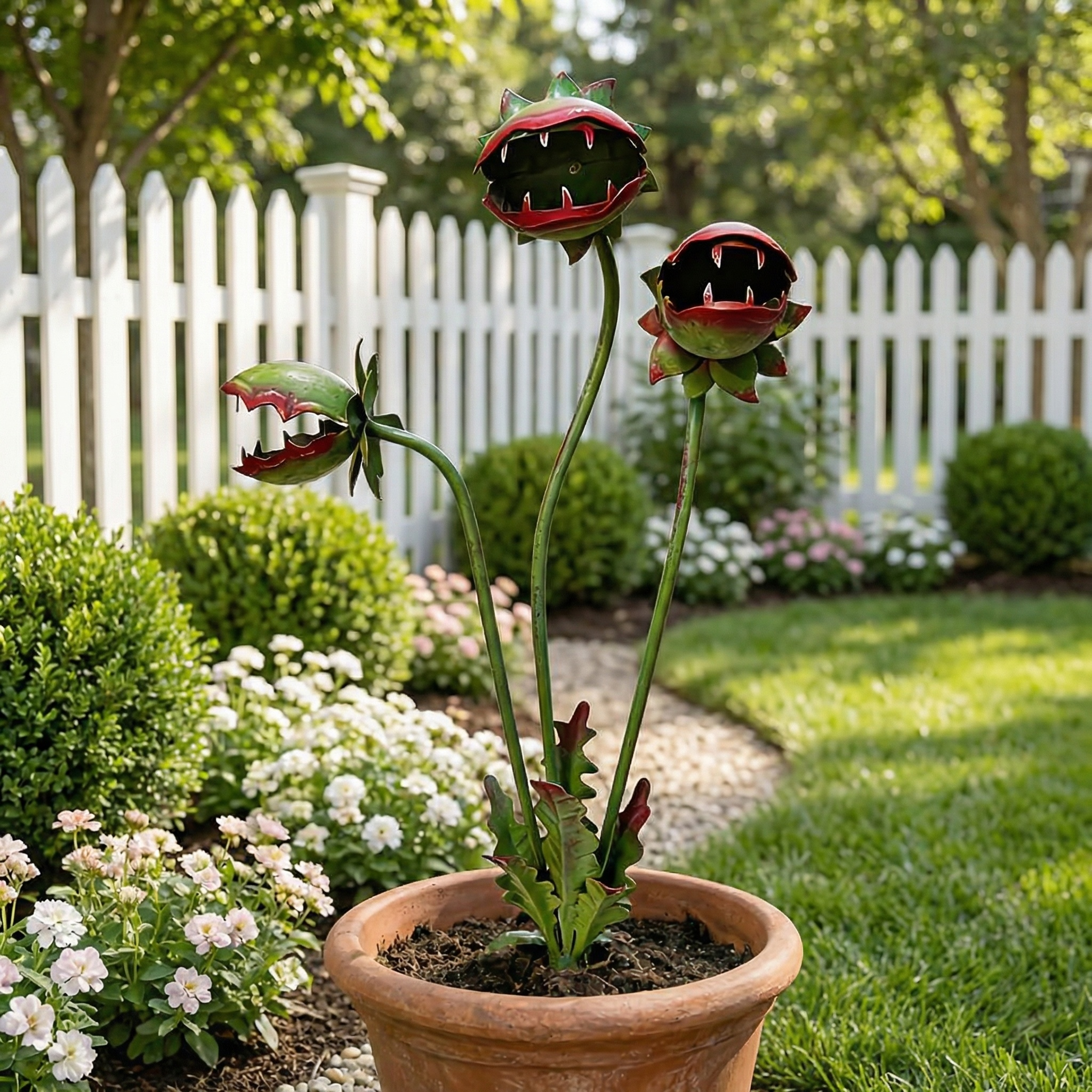 Whimsical Venus Flytrap Garden Stake