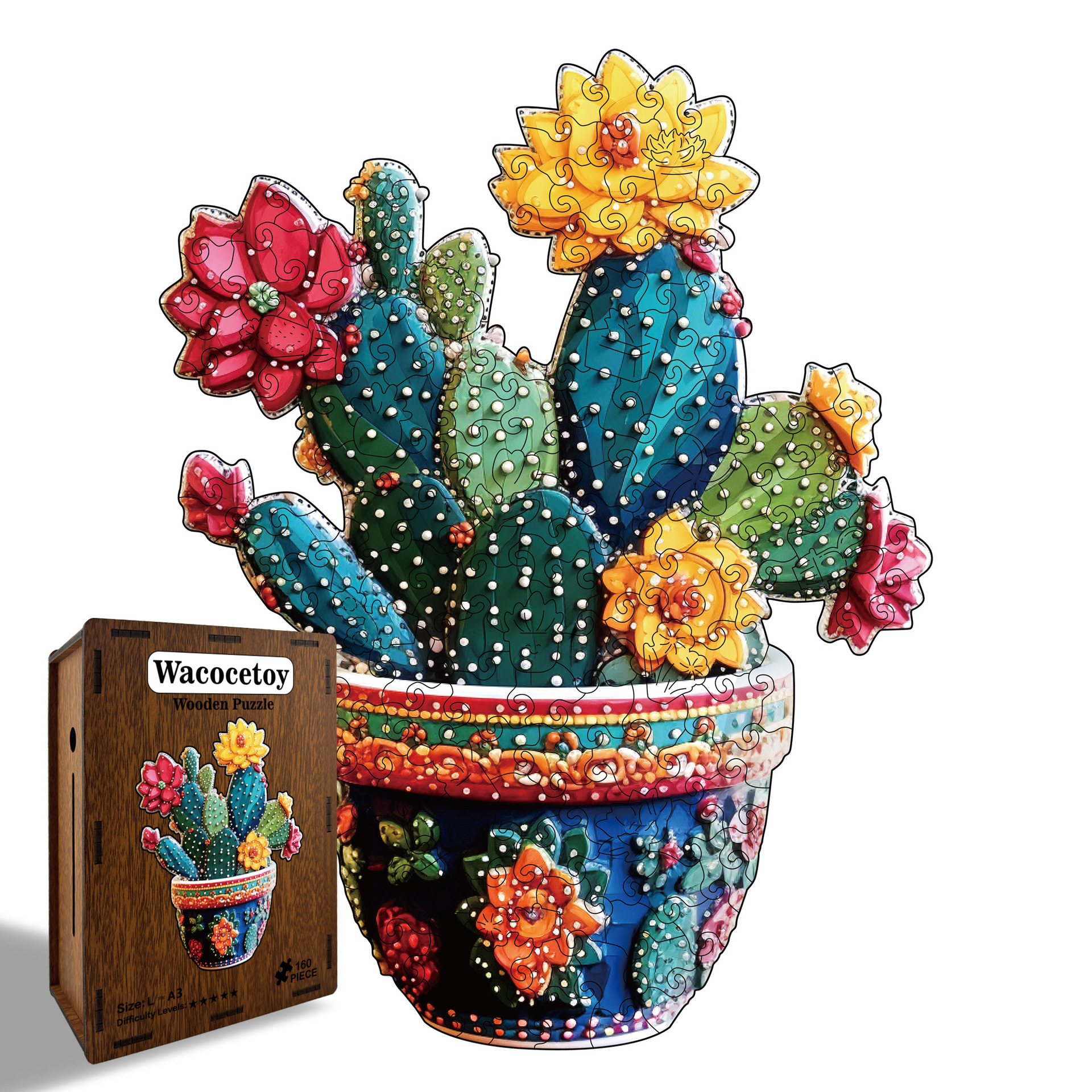 Wacocetoy Cactus Wooden Puzzle