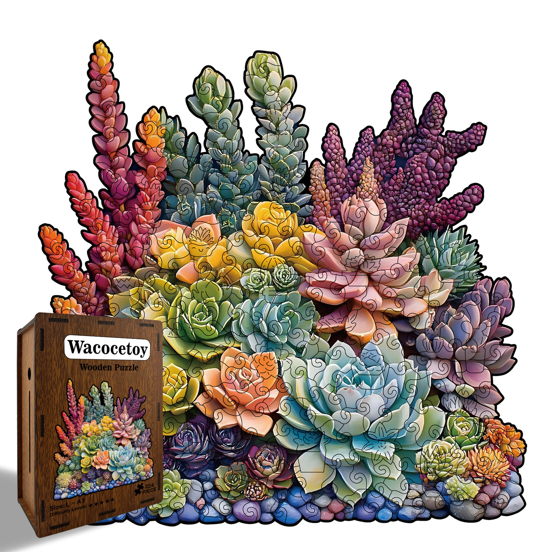Wacocetoy Succulent Wooden Puzzle