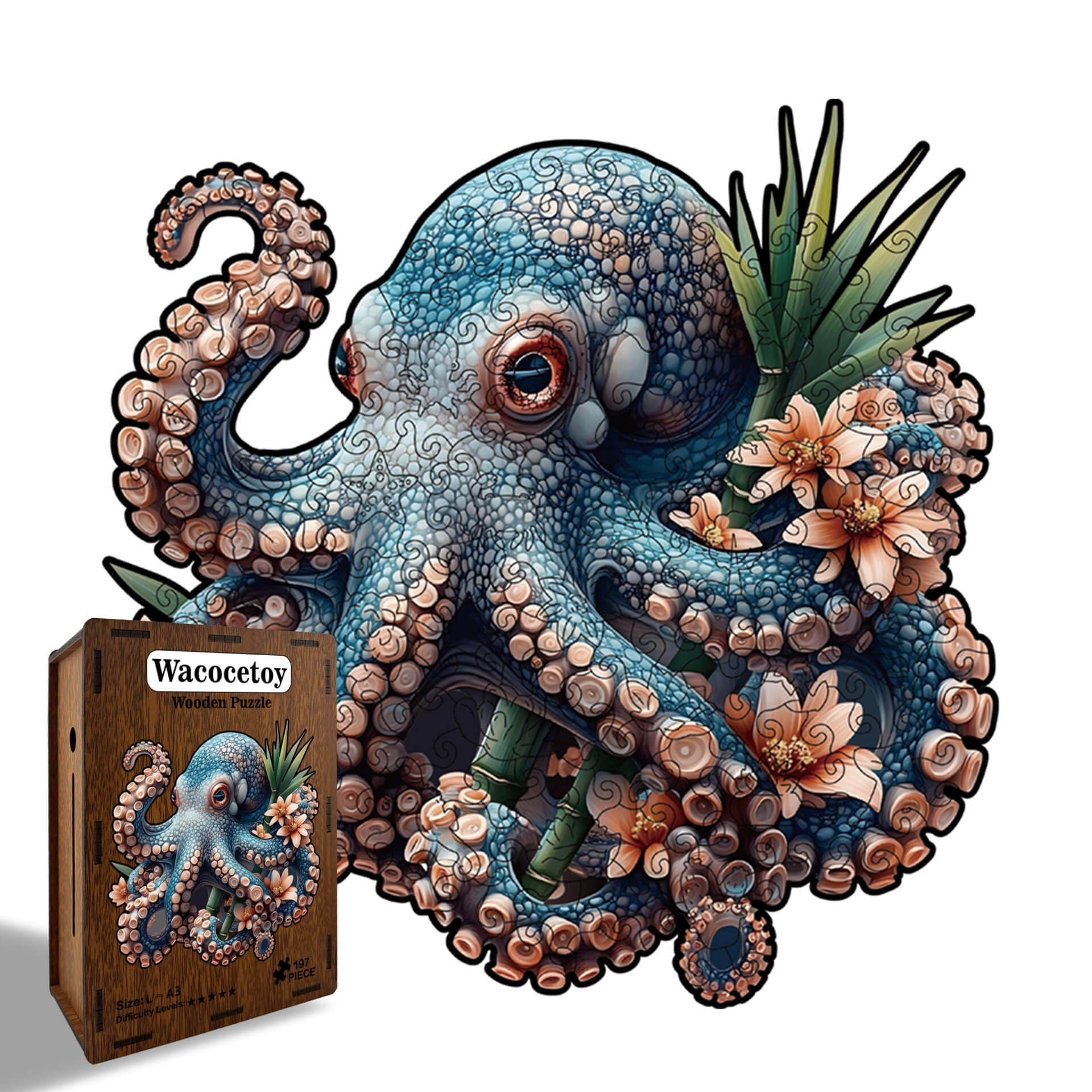 Wacocetoy Octopus Wooden Puzzle