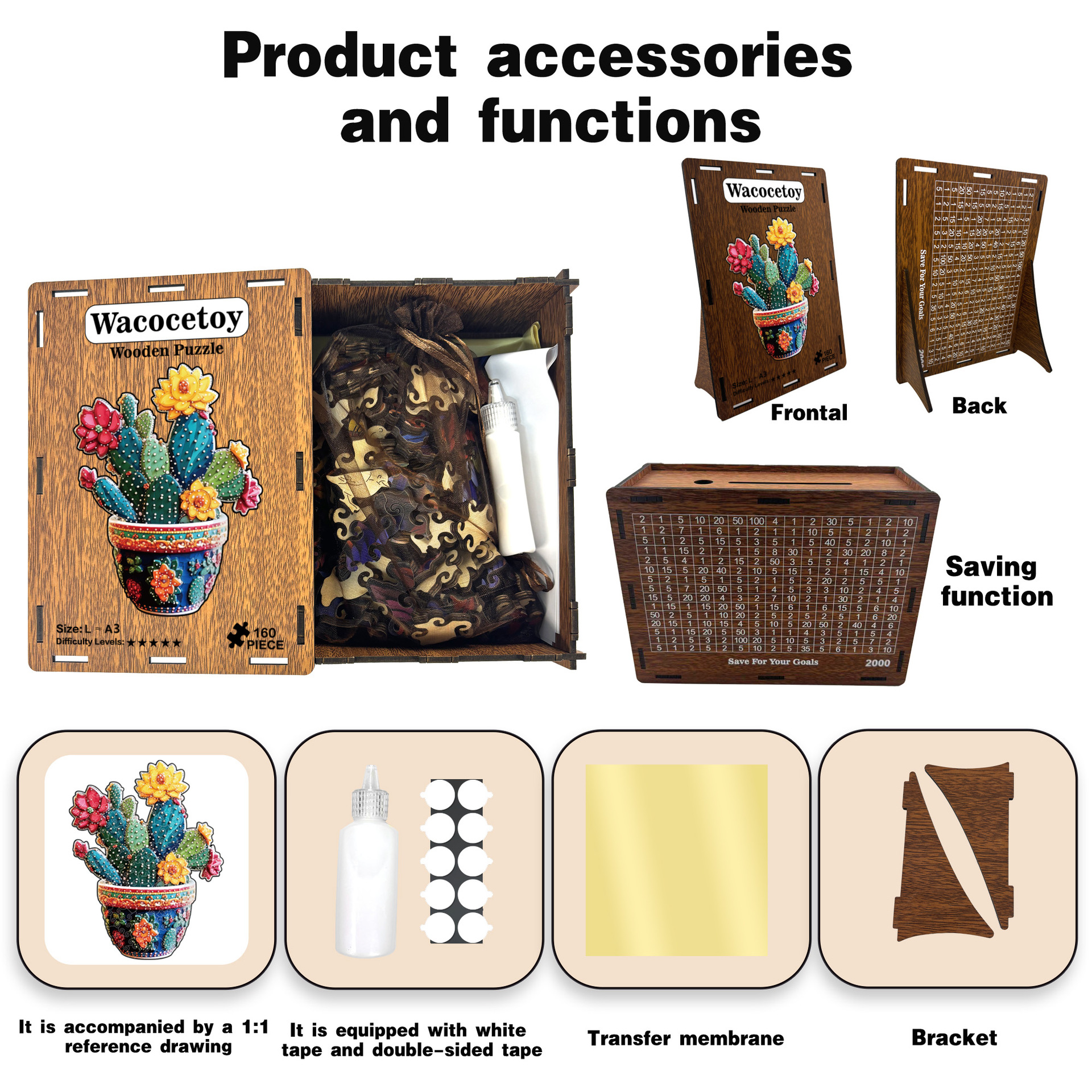 Wacocetoy Cactus Wooden Puzzle