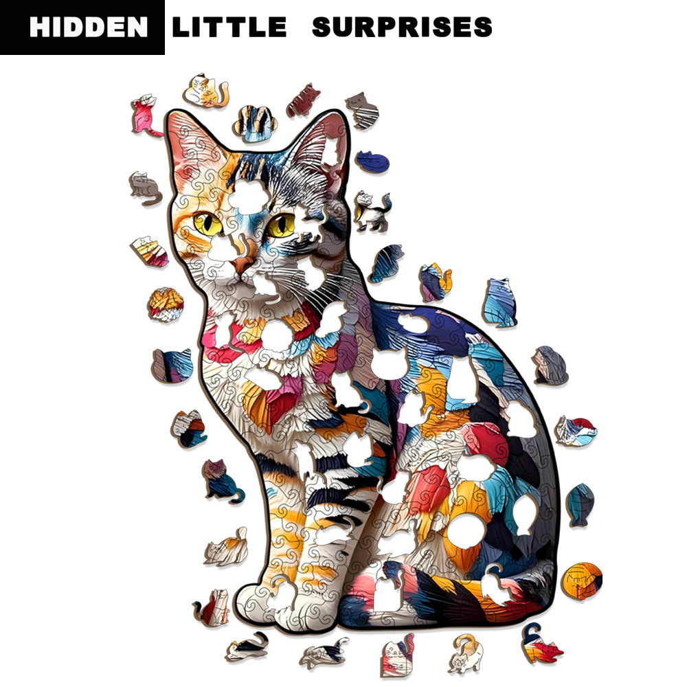 Wacocetoy Rainbow Cat Wooden Puzzle 